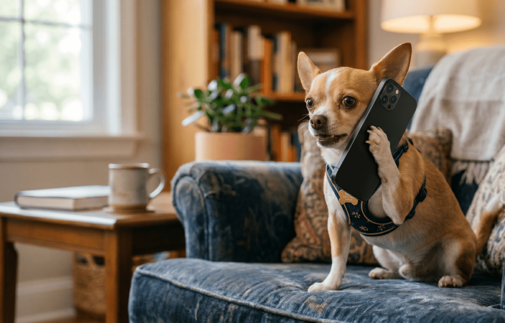 כלב מדבר בטלפון